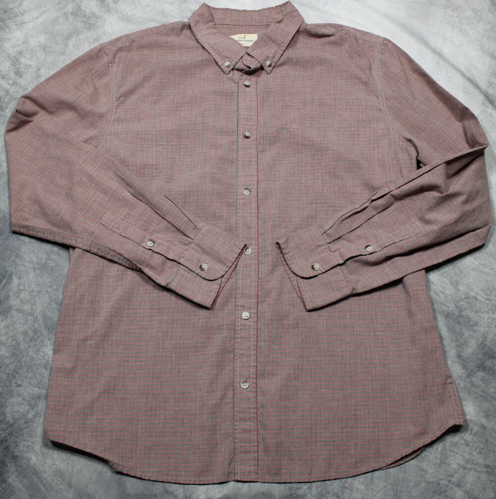 Marine Layer Shirt Mens XL Red Check Long Sleeve Cotton Button Front Casual